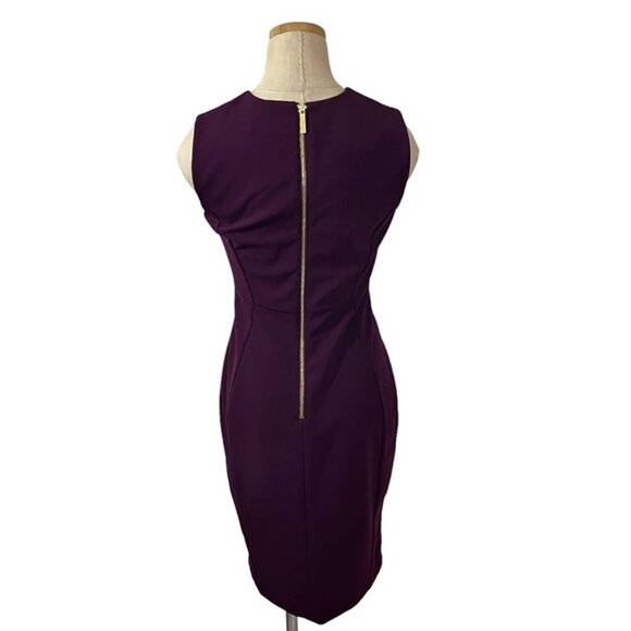 Calvin Klein dress women's 2 purple sheath sleeveless knee length high neck - Picture 6 of 7